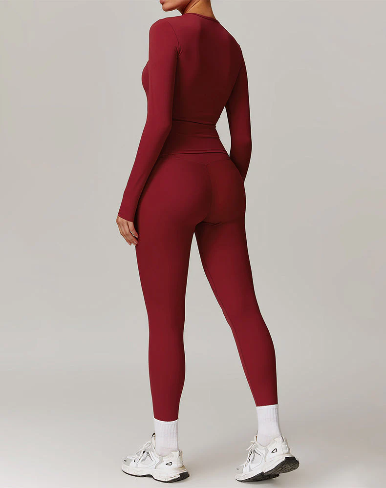 Athletic Wear with Long Sleeve Slim Fit T-Shirt and Legging - Artadvier