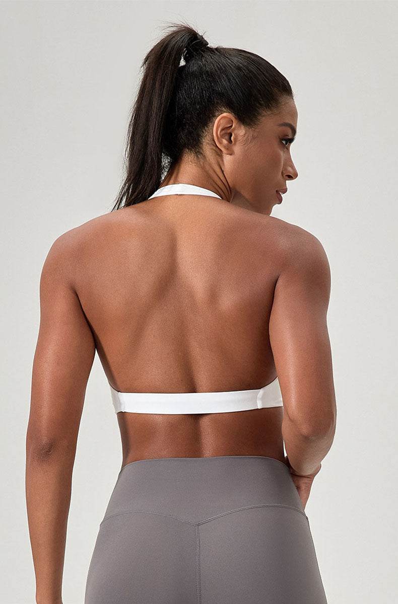Twist Front Halter Straps Sports Bra - Artadvier