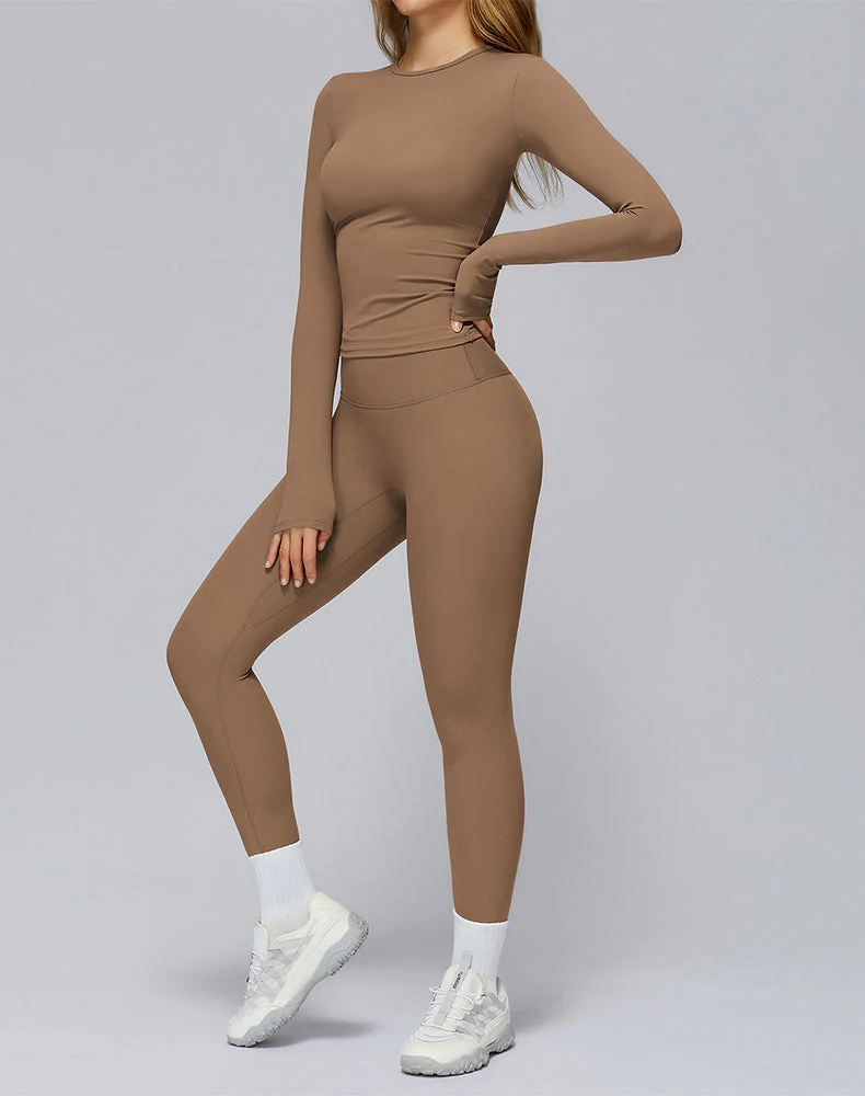 Athletic Wear with Long Sleeve Slim Fit T-Shirt and Legging - Artadvier