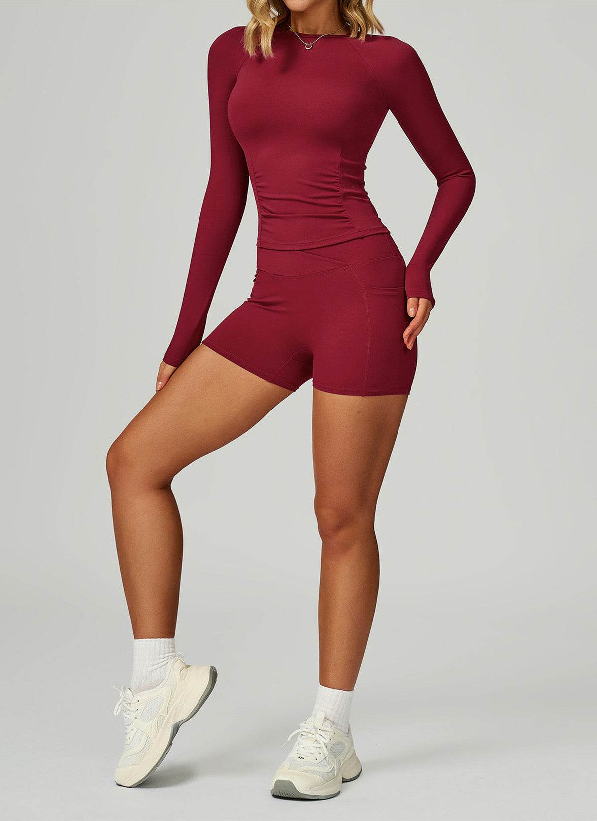 Sport Set with Long Sleeve Crew Neck T-Shirt and Short - Artadvier