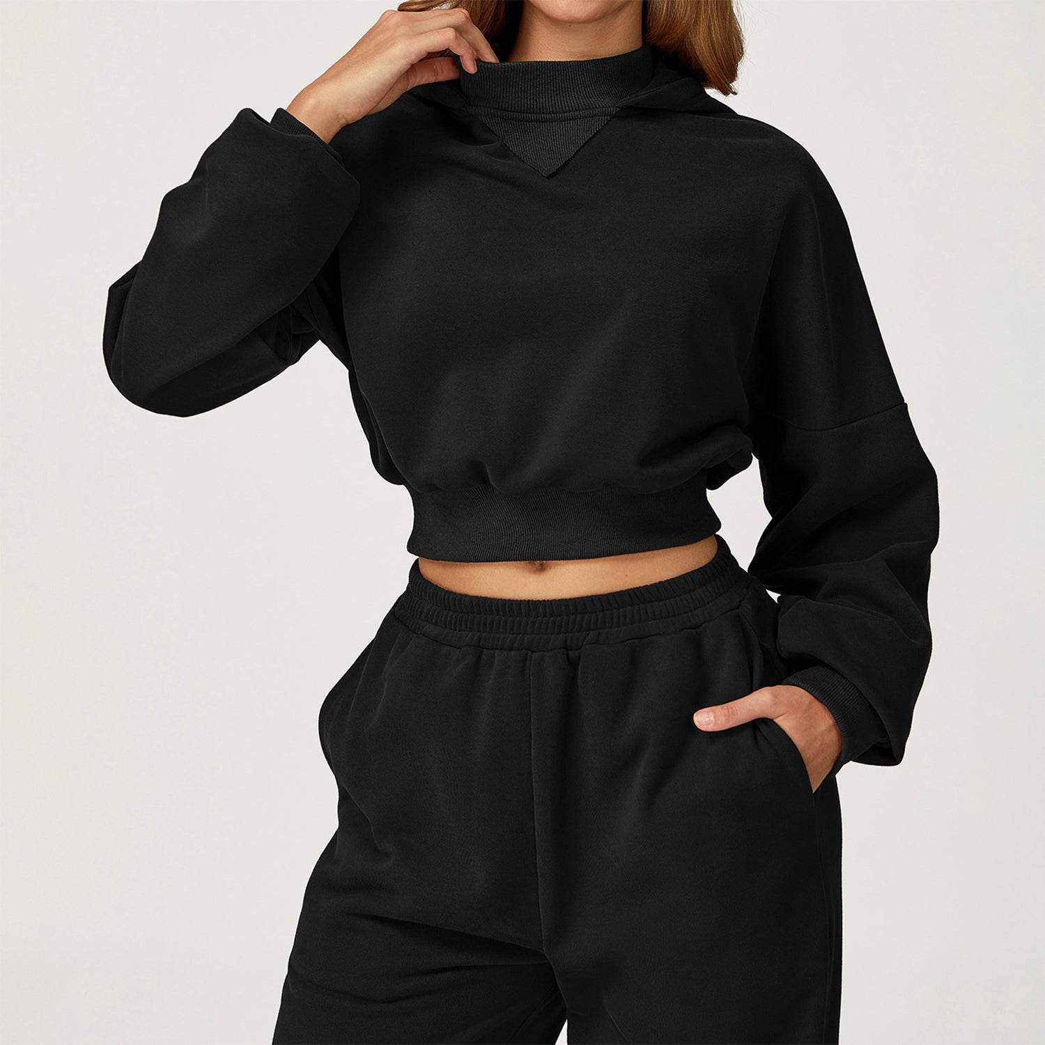 Long Sleeve Crop Sweatshirt Casual Hoodie - Artadvier