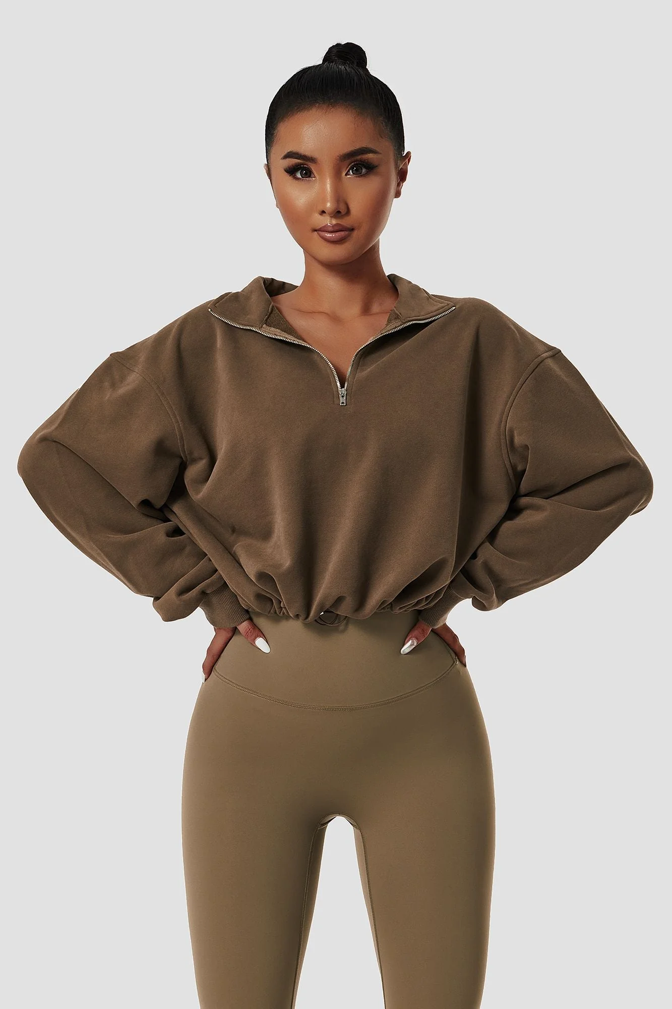 Half-Zip Pullover Sweatshirt Relaxed Fit - Artadvier