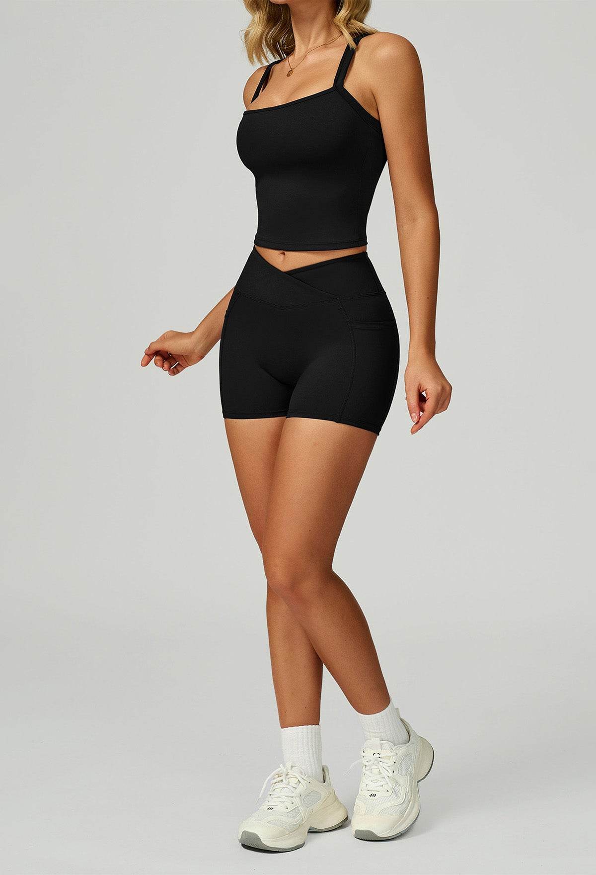 Activewear Set with Wide Strap Tank Top and Short - Artadvier