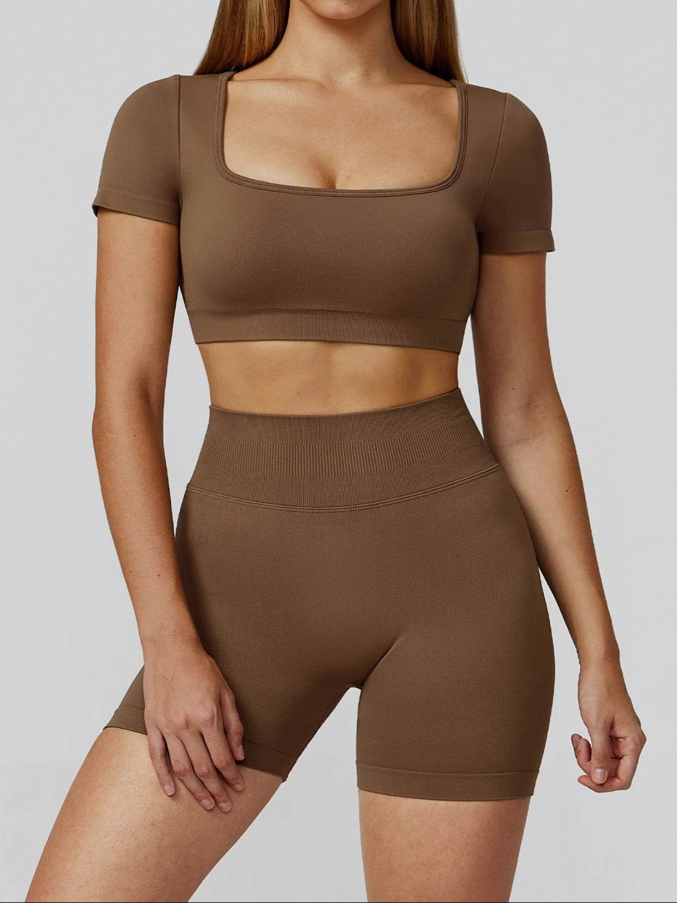 Athletic Wear with Short Sleeve Crop Top and Short - Artadvier