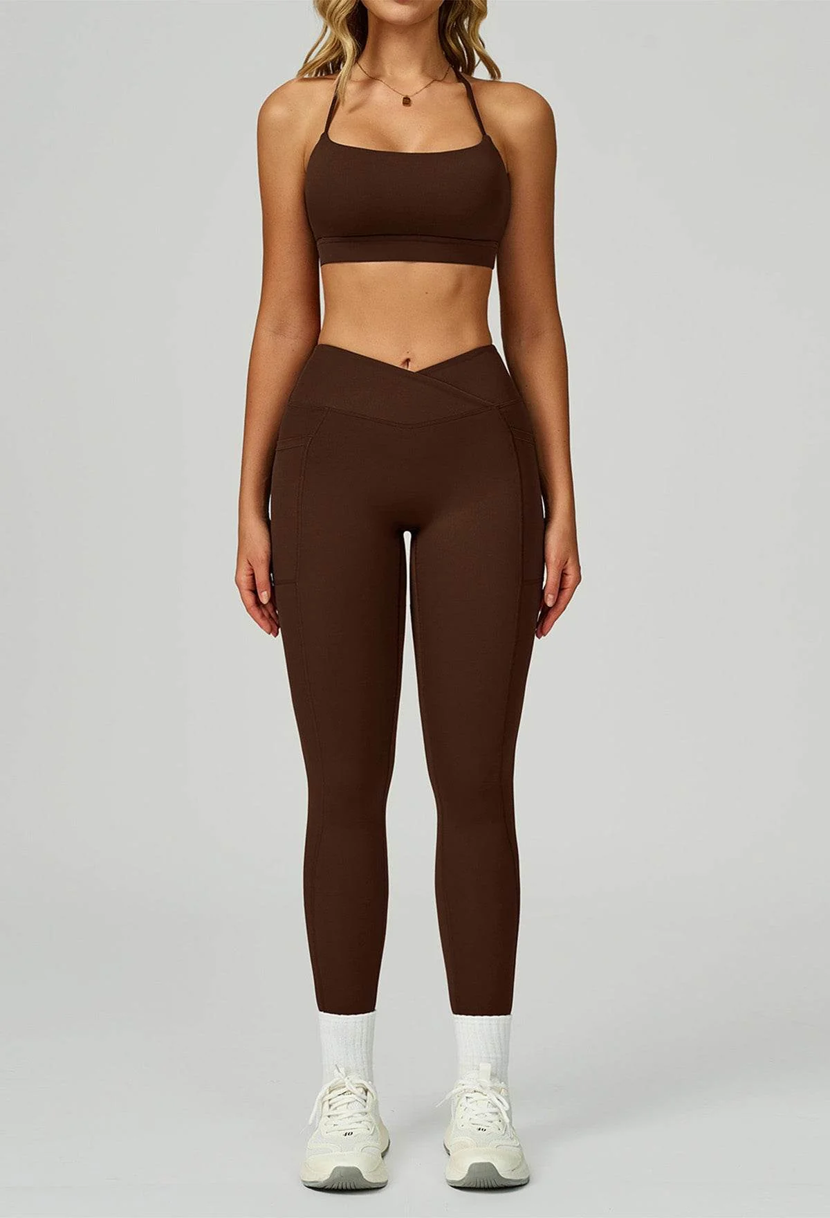 Activewear Set with Cross Back Bra and Legging - Artadvier