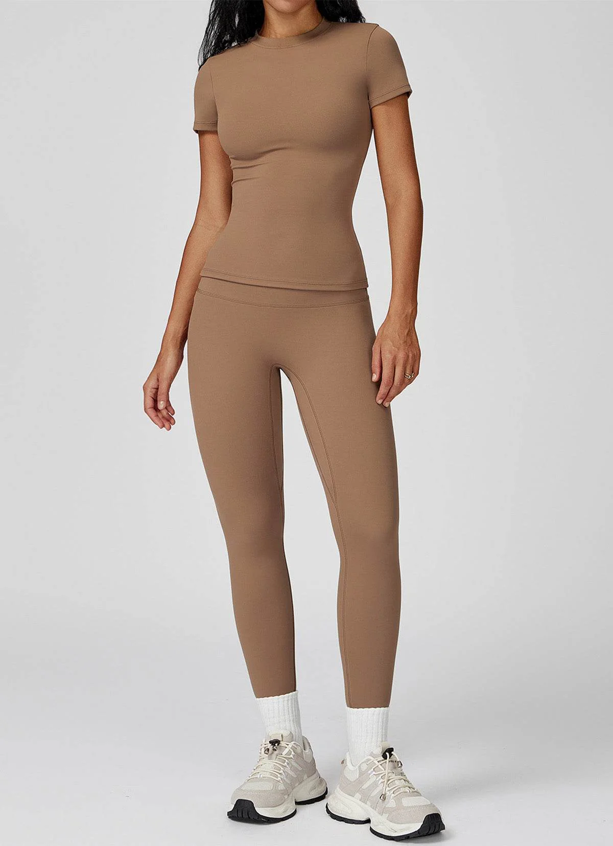 Sports Wear with Short Sleeve T-Shirt and Leggings - Artadvier