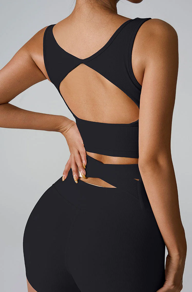 Sleeveless Square Neck Athletic Crop Tank Top - Artadvier