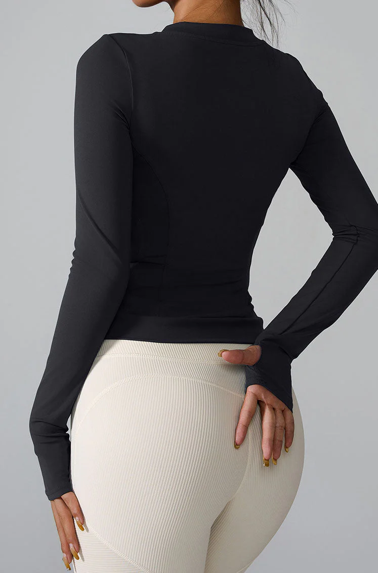 Slim Fit Workout Jacket Full Zip Long Sleeve Athletic Coat - Artadvier