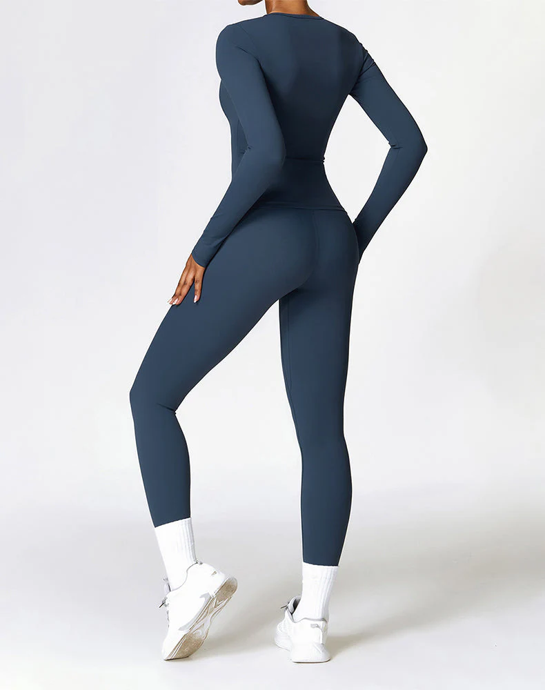Athletic Wear with Long Sleeve Slim Fit T-Shirt and Legging - Artadvier