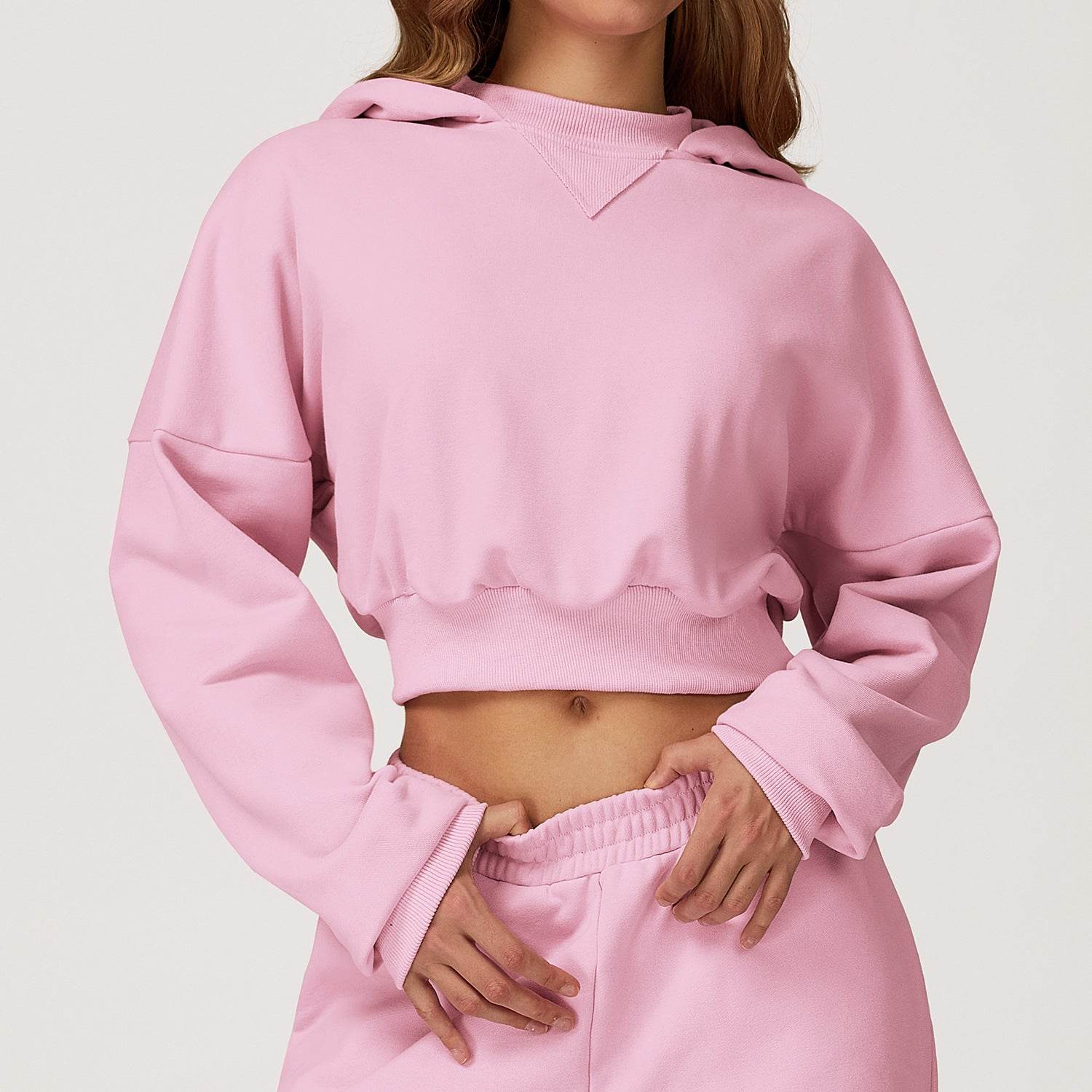 Long Sleeve Crop Sweatshirt Casual Hoodie - Artadvier
