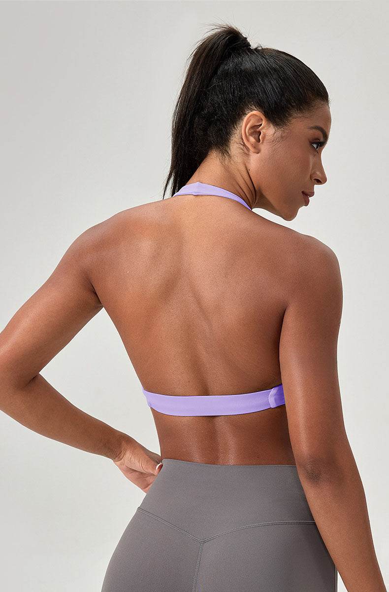 Twist Front Halter Straps Sports Bra - Artadvier