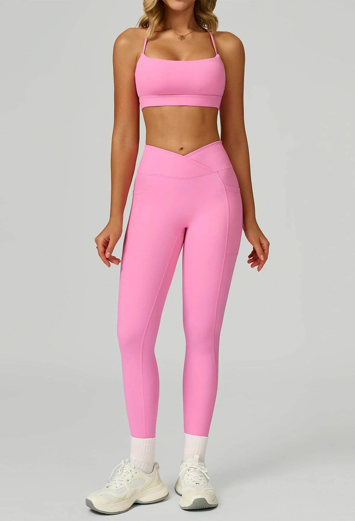 Activewear Set with Cross Back Bra and Legging - Artadvier
