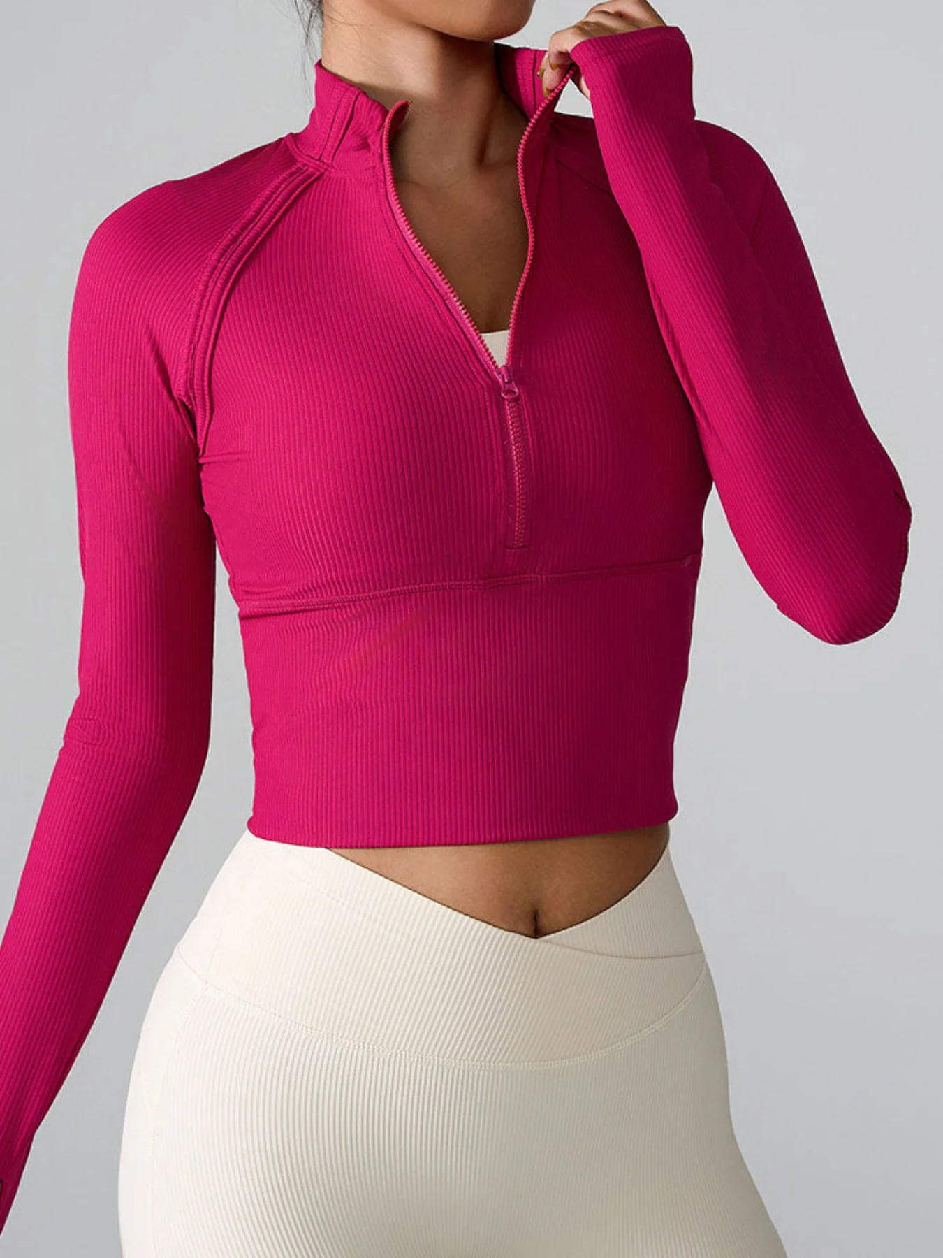 Long Sleeve Half zip Yoga Tops Athletic Slim Fit Sweatshirt - Artadvier