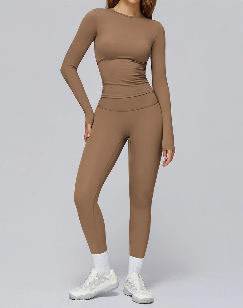 Athletic Wear with Long Sleeve Slim Fit T-Shirt and Legging - Artadvier