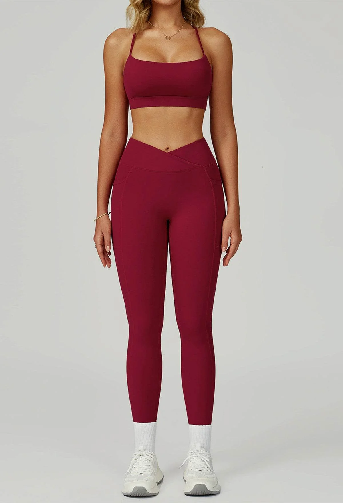 Activewear Set with Cross Back Bra and Legging - Artadvier