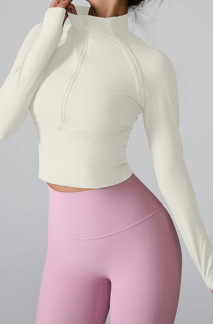 Long Sleeve Half zip Yoga Tops Athletic Slim Fit Sweatshirt - Artadvier