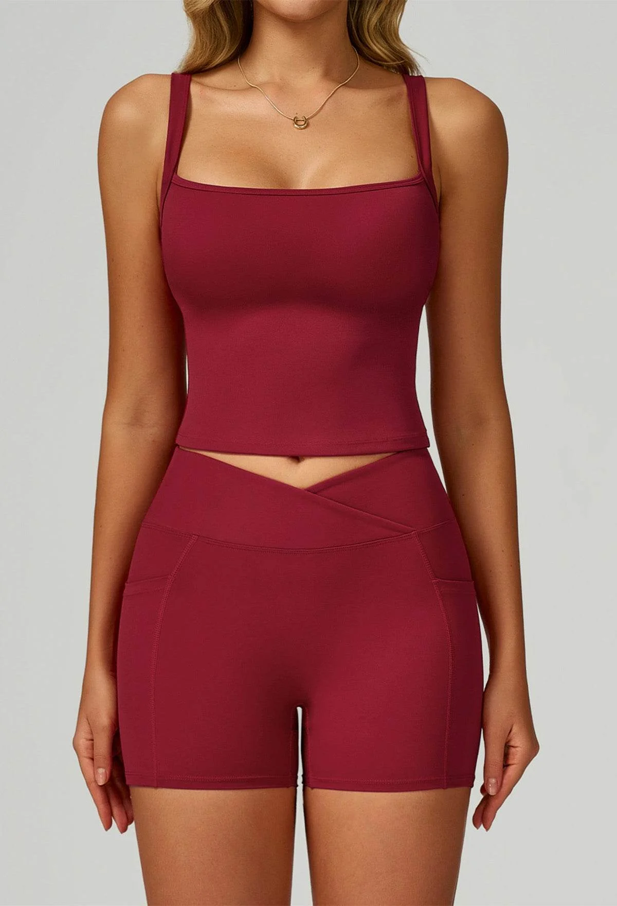 Activewear Set with Wide Strap Tank Top and Short - Artadvier