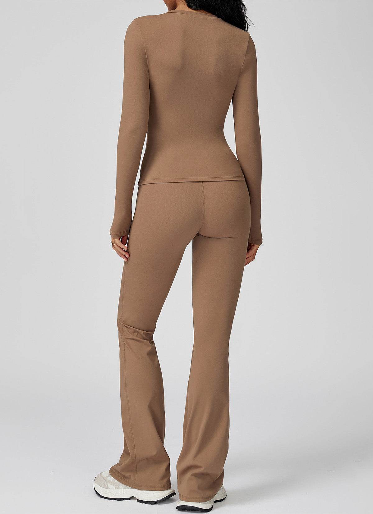 Sports Wear with Long Sleeve T-Shirt and Flared Leg Pants - Artadvier