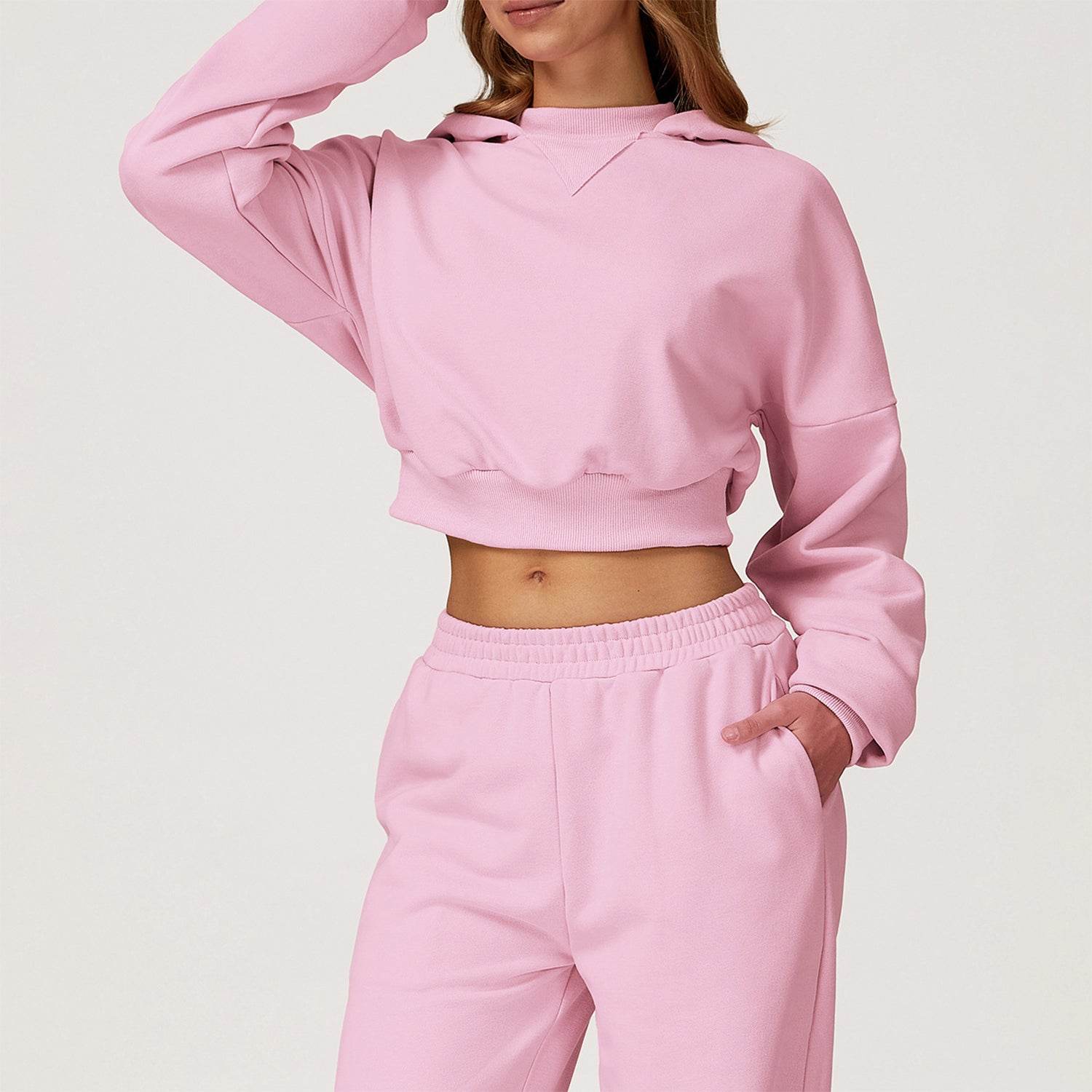 Long Sleeve Crop Sweatshirt Casual Hoodie - Artadvier
