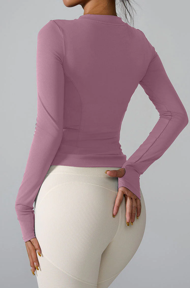 Slim Fit Workout Jacket Full Zip Long Sleeve Athletic Coat - Artadvier